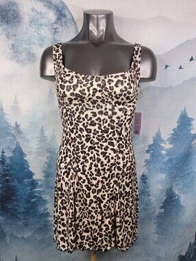 Wild Fable Sleeveless Mesh Leopard Print Swim Cover Up Dress Small NWT